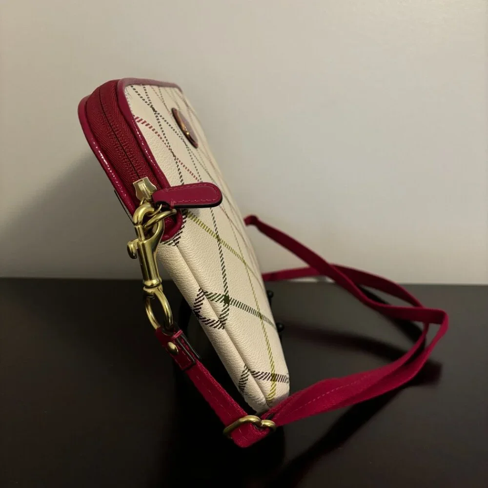 Coach Payton Cream & Pink Tattarso Tablet iPad Crossbody